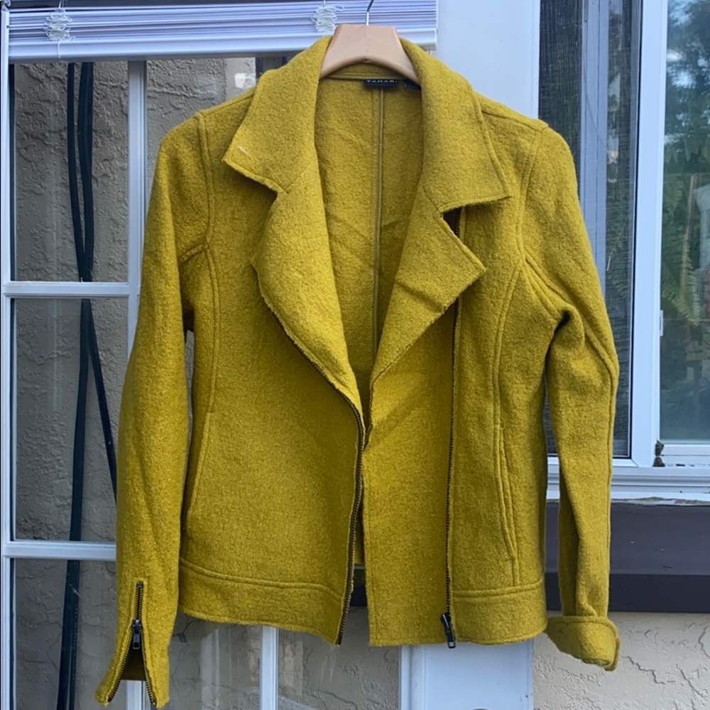 Mustard moto style wool jacket